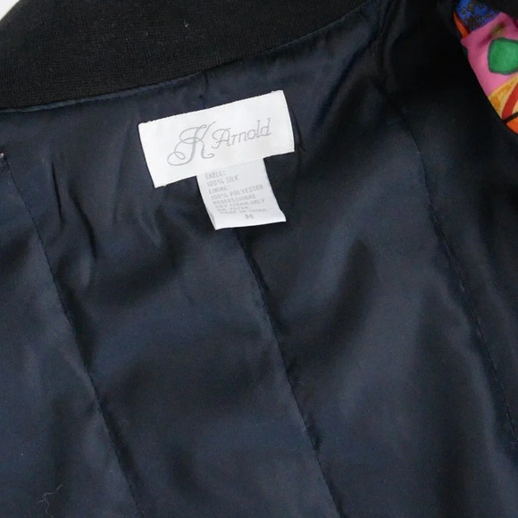 Vintage K Arnold 100% Silk Rainbow Pattern Bomber Jacket M - Picture 14 of 14